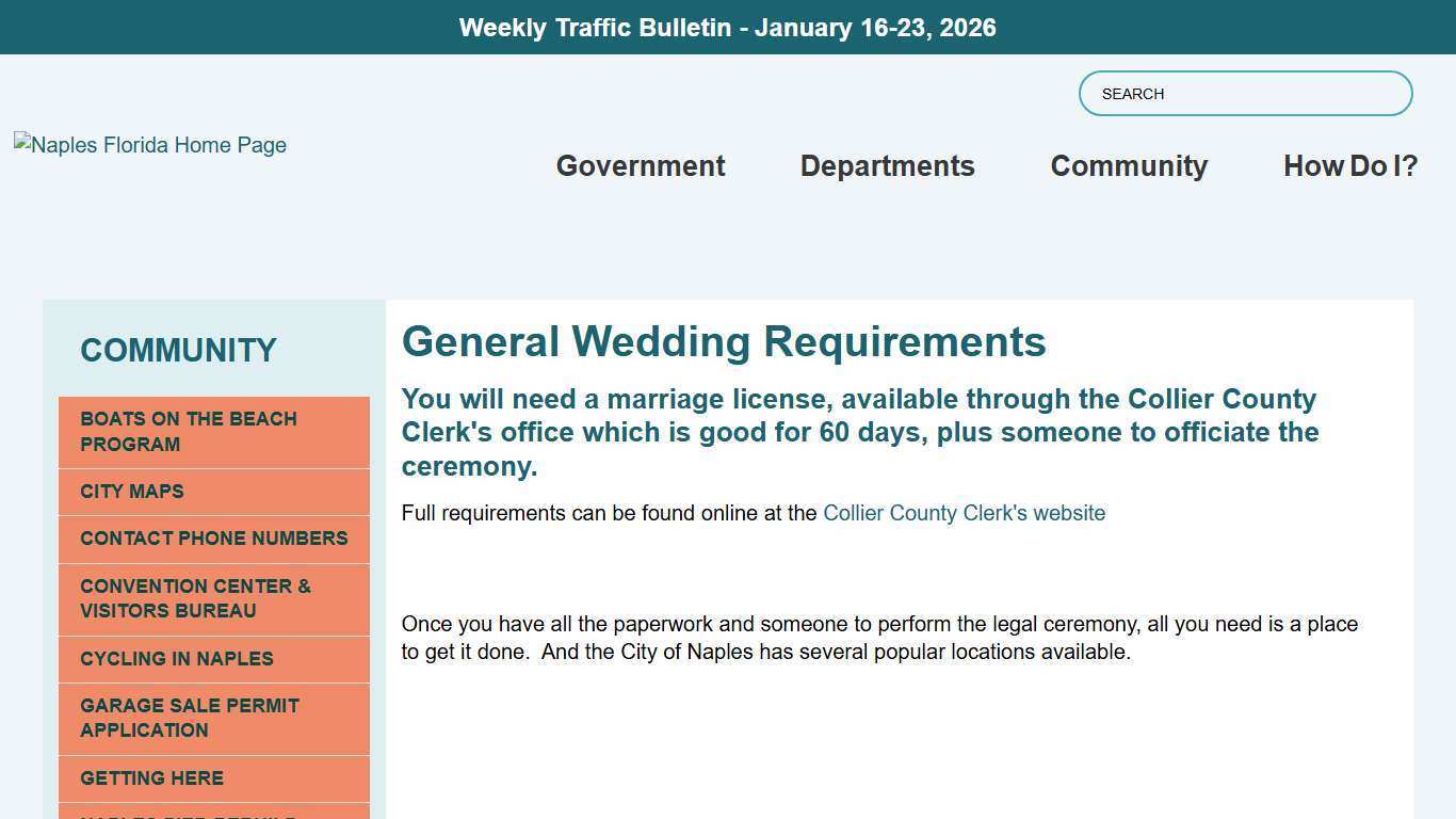 General Wedding Requirements | Naples, FL