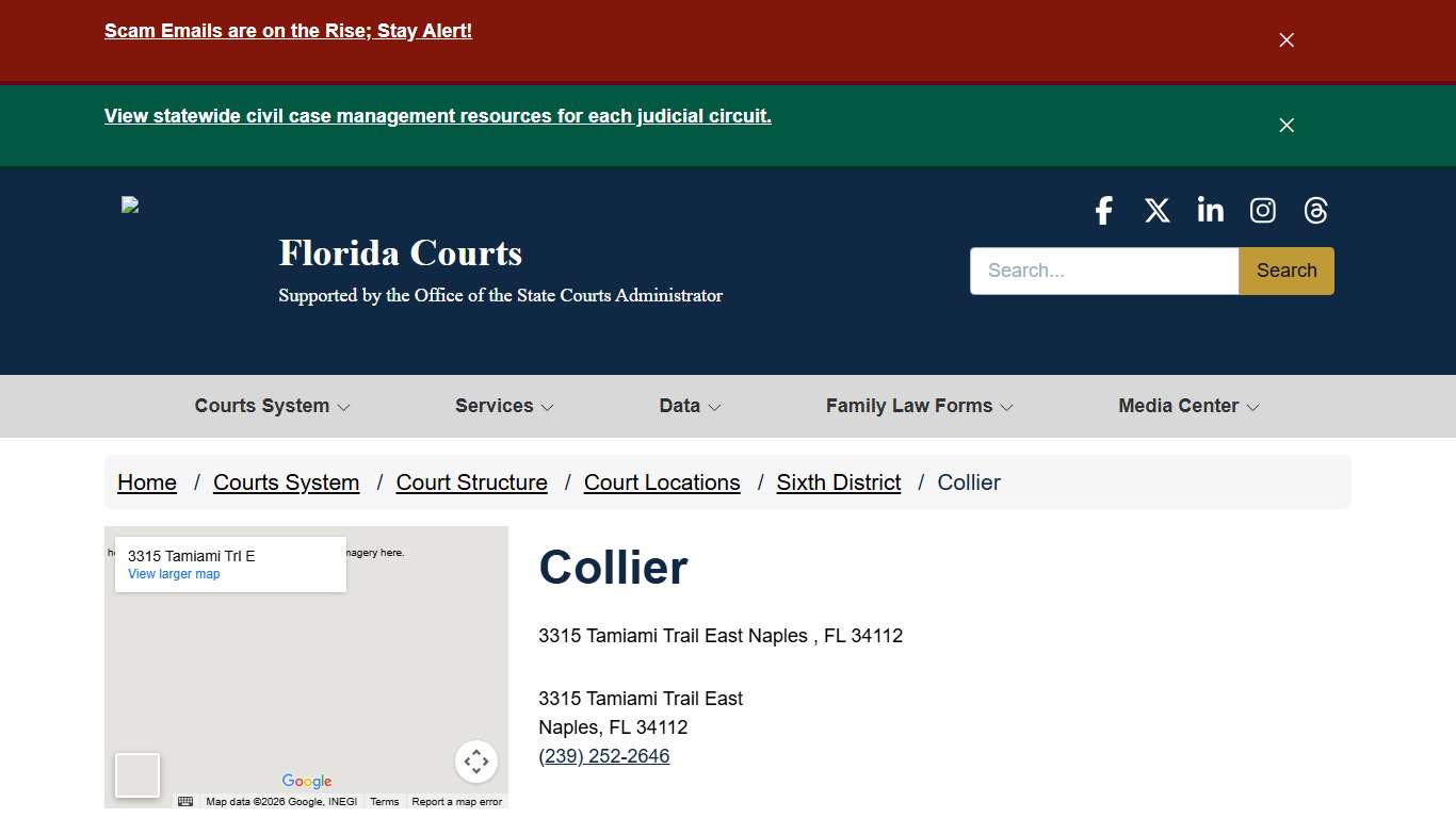 Collier / Sixth District / Court Locations / Court Structure / Courts System - - Florida Courts